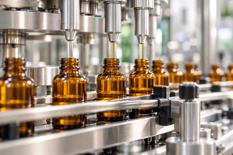 Illustration of a bottling process